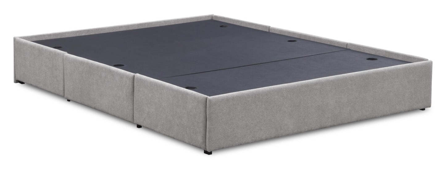 Lit de rangement Amos rembourré en tissu gris avec tête de lit capitonnée et 3 tiroirs intégrés - format grand lit
