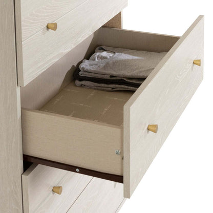 Commode de chambre à coucher Lake, 5 tiroirs, 29 L x 52 H, Fabriqué au Canada, Glam - Blanc | Commode verticale somptueuse Lake de 29 po (L) x 52 po (H) à 5 tiroirs pour la chambre à coucher, fabriquée au Canada - blanche