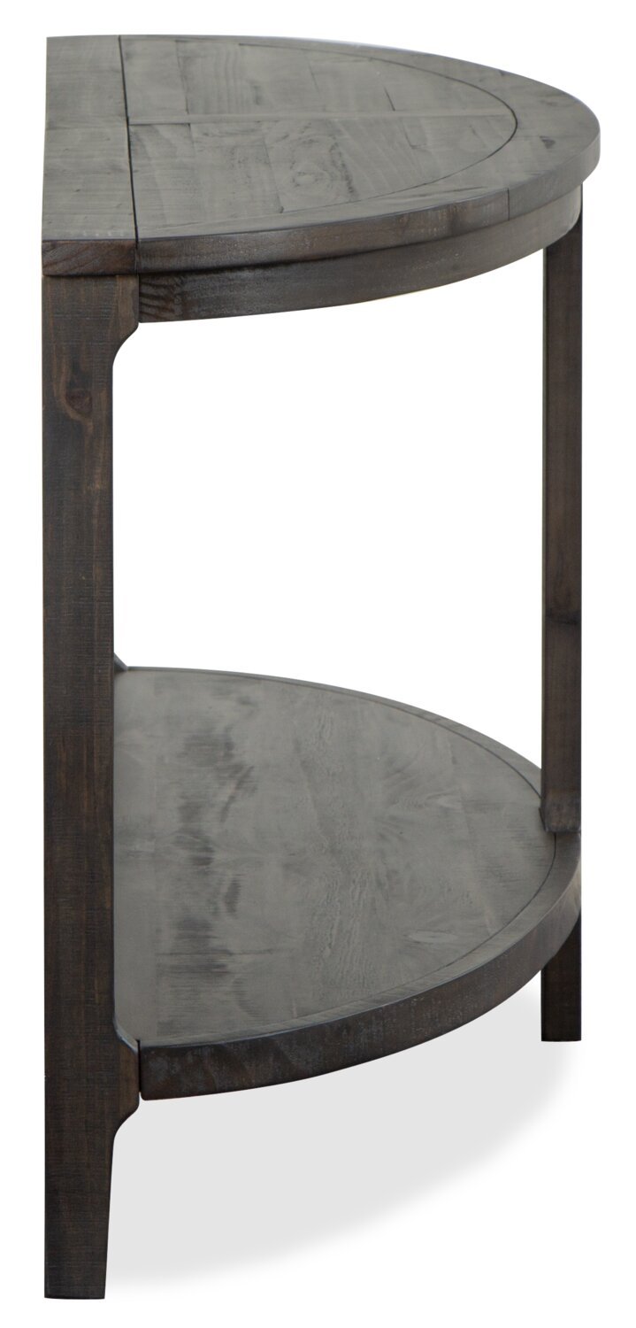 Table de canapé traditionnelle Axl 55 avec étagère - Bois gris-brun foncé|Table de salon traditionnelle Axl de 55 po avec tablette - bois gris-brun foncé