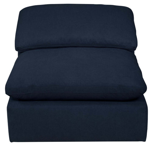 Eclipse Modular 38 Linen-Look Fabric Armless Chair with Reversible Feather Down Cushions - Navy Blue | Fauteuil modulaire sans accoudoirs Eclipse de 38 po en tissu d’apparence lin avec coussins réversibles en duvet et plumes - bleu marine