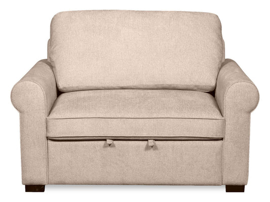 Fauteuil convertible Haven de Scott Living de 55 po en tissu de chenille avec pattes en bois - taupe