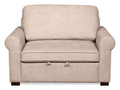 Fauteuil convertible Haven de Scott Living de 55 po en tissu de chenille avec pattes en bois - taupe