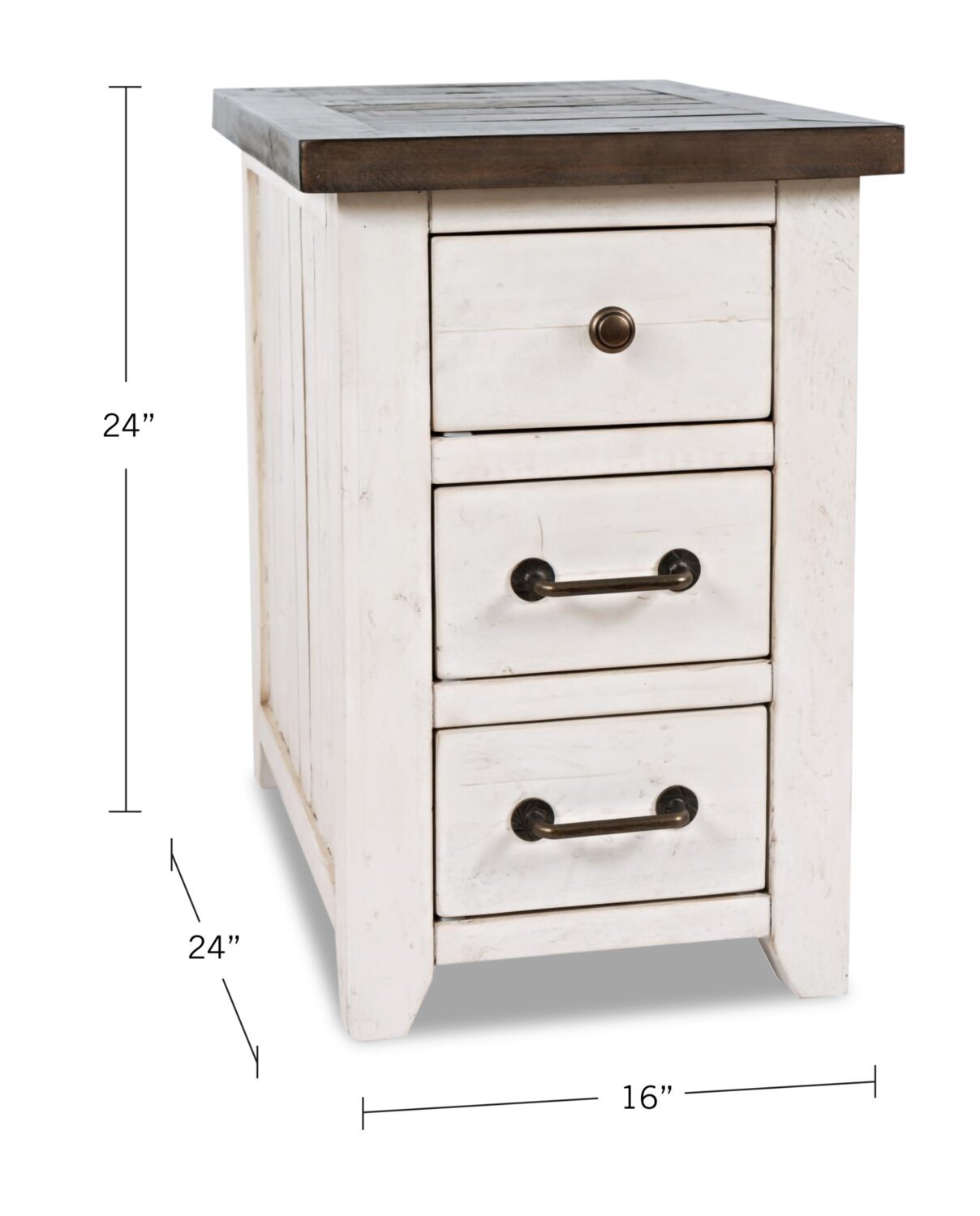 Morgan 16 Rustic Powered Chairside Table with Storage - White with Reclaimed Wood|Table de fauteuil rustique Morgan de 16 po avec rangement - blanche avec bois recyclé