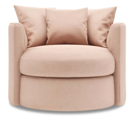 Fauteuil d’appoint pivotant Nest de Sofa Lab de 41 po fabriqué au Canada en tissu d’apparence lin - rose Pax Rose | NEST3249