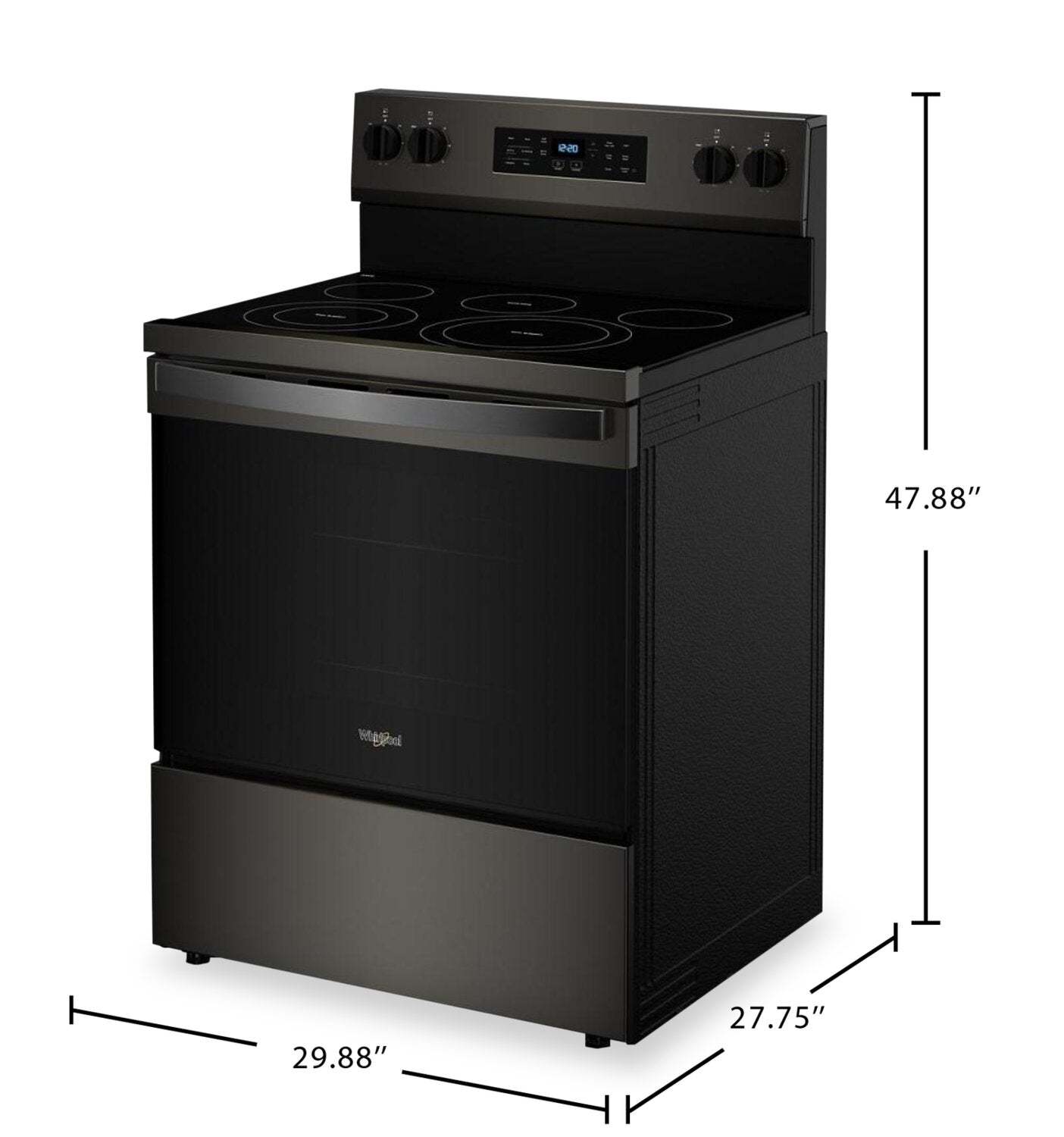 Cuisinière électrique Whirlpool de 5,3 pi3 avec friture à air sans préchauffage - acier inoxydable noir - YWFES5030RV  | Cuisinière électrique Whirlpool de 5,3 pi3 avec friture à air sans préchauffage - acier inoxydable noir - YWFES5030RV  | YWFES5RV