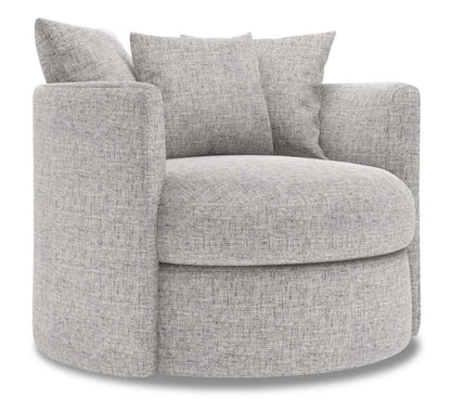 Fauteuil d’appoint pivotant Nest de Sofa Lab de 41 po fabriqué au Canada en tissu d’apparence lin - gris Luna Domino | NEST2191