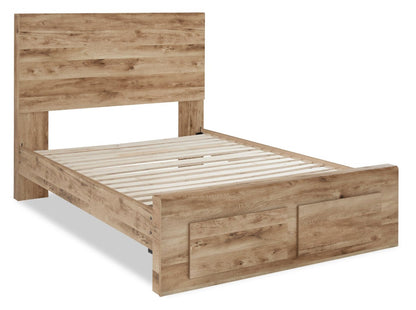 Lit de rangement Derekson avec 2 tiroirs intégrés au pied du lit, naturel - format lit double | Derekson Storage Bed with 2 Built-In Footboard Drawers, Natural - Full Size