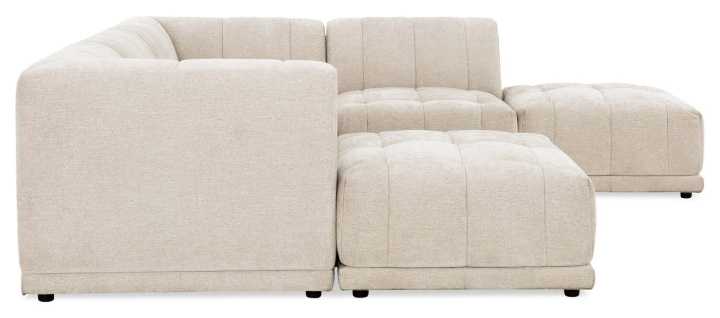 Canapé sectionnel modulaire Oaklyn Kort &amp; Co. 6 pièces en tissu avec poufs et coussins de siège capitonnés - beige