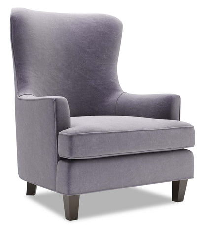Fauteuil d'appoint à oreilles Sofa Lab personnalisable de 32 po en tissu de velours - gris Granite | Fauteuil d'appoint à oreilles Sofa Lab de 32 po fabriqué au Canada en tissu de velours - gris Granite | AILE3388