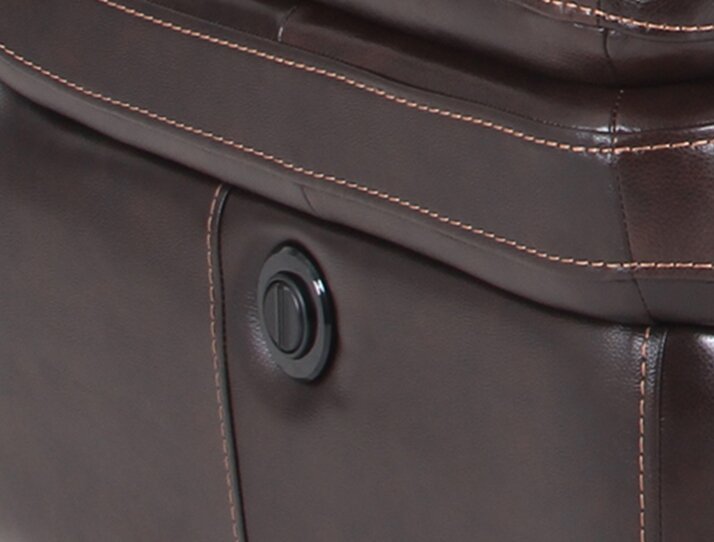 Sofa sectionnel à inclinaison électrique Leo 6 pièces en cuir véritable avec console de rangement et 2 porte-gobelets - brun noyer