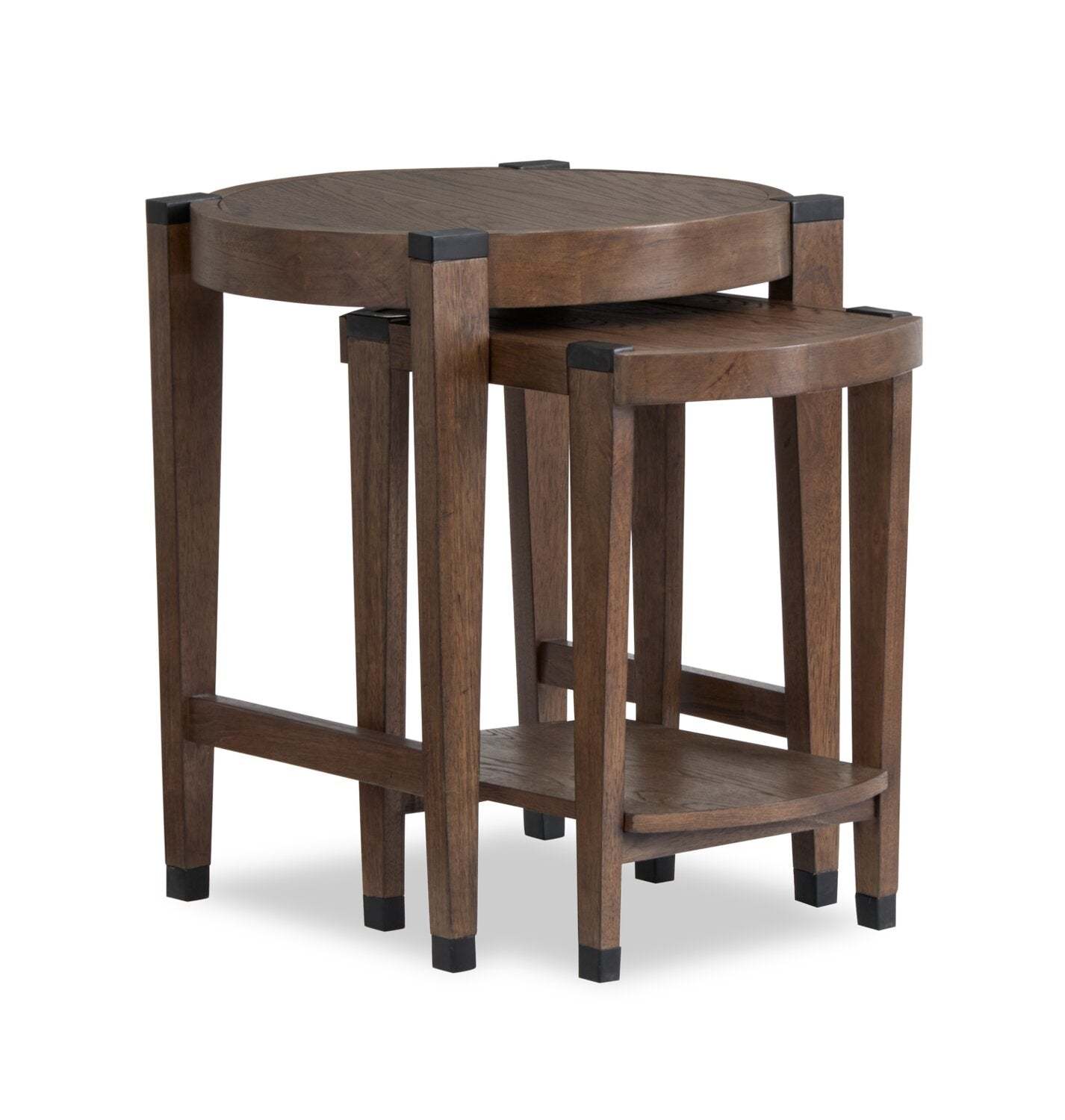 Gordon 22” 2-Piece Round Solid Wood Nesting Accent Table - Brown | 2 tables d’appoint gigognes rondes Gordon de 22 po en bois massif - brunes