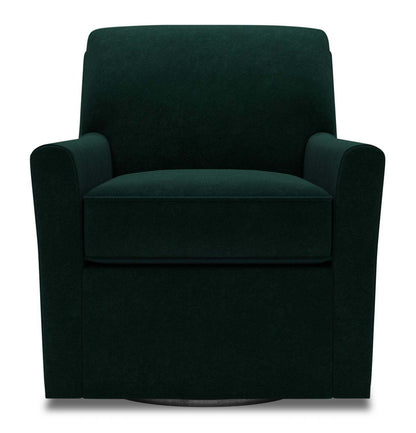 Fauteuil d’appoint pivotant personnalisable Sofa Lab de 31 po fabriqué au Canada en tissu de velours - vert Hunter Green | SWIV3488