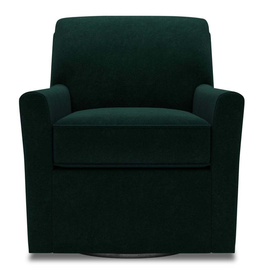 Fauteuil d’appoint pivotant personnalisable Sofa Lab de 31 po fabriqué au Canada en tissu de velours - vert Hunter Green | SWIV3488