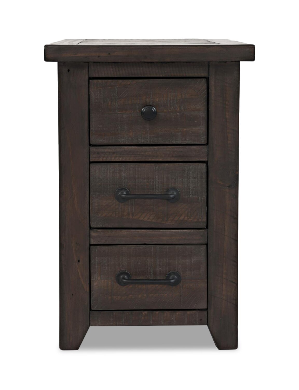 Morgan 16 Rustic Powered Chairside Table with Storage - Dark Brown with Reclaimed Wood|Table de fauteuil rustique Morgan de 16 po avec rangement - brun foncé avec bois recyclé