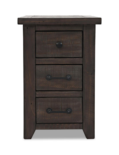 Morgan 16 Rustic Powered Chairside Table with Storage - Dark Brown with Reclaimed Wood|Table de fauteuil rustique Morgan de 16 po avec rangement - brun foncé avec bois recyclé