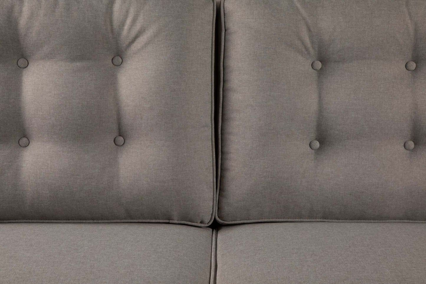 Sofa Novalee de 75,5 po en tissu d’apparence lin avec accoudoirs évasés et capitonnage à boutons - taupe