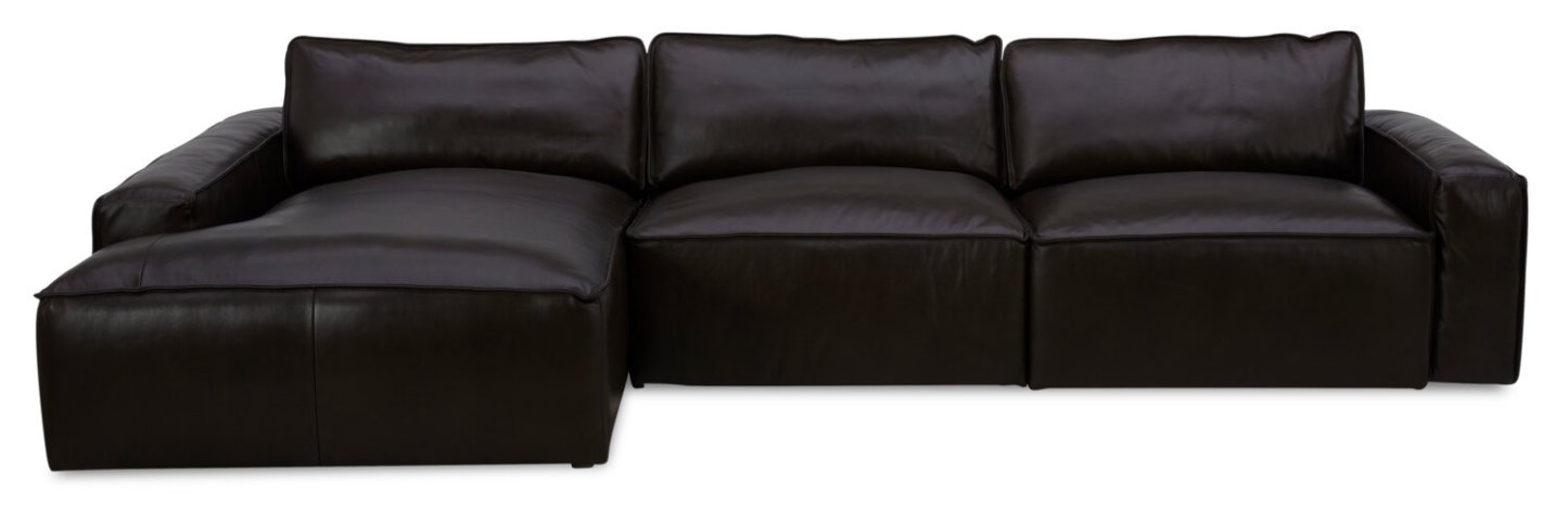 Sedona 3-Piece Genuine Leather Left-Facing Modular Sectional - Chocolate | Canapé sectionnel modulaire de gauche Sedona 3 pièces en cuir véritable - chocolat