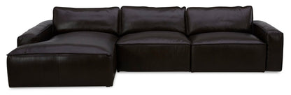 Sedona 3-Piece Genuine Leather Left-Facing Modular Sectional - Chocolate | Canapé sectionnel modulaire de gauche Sedona 3 pièces en cuir véritable - chocolat