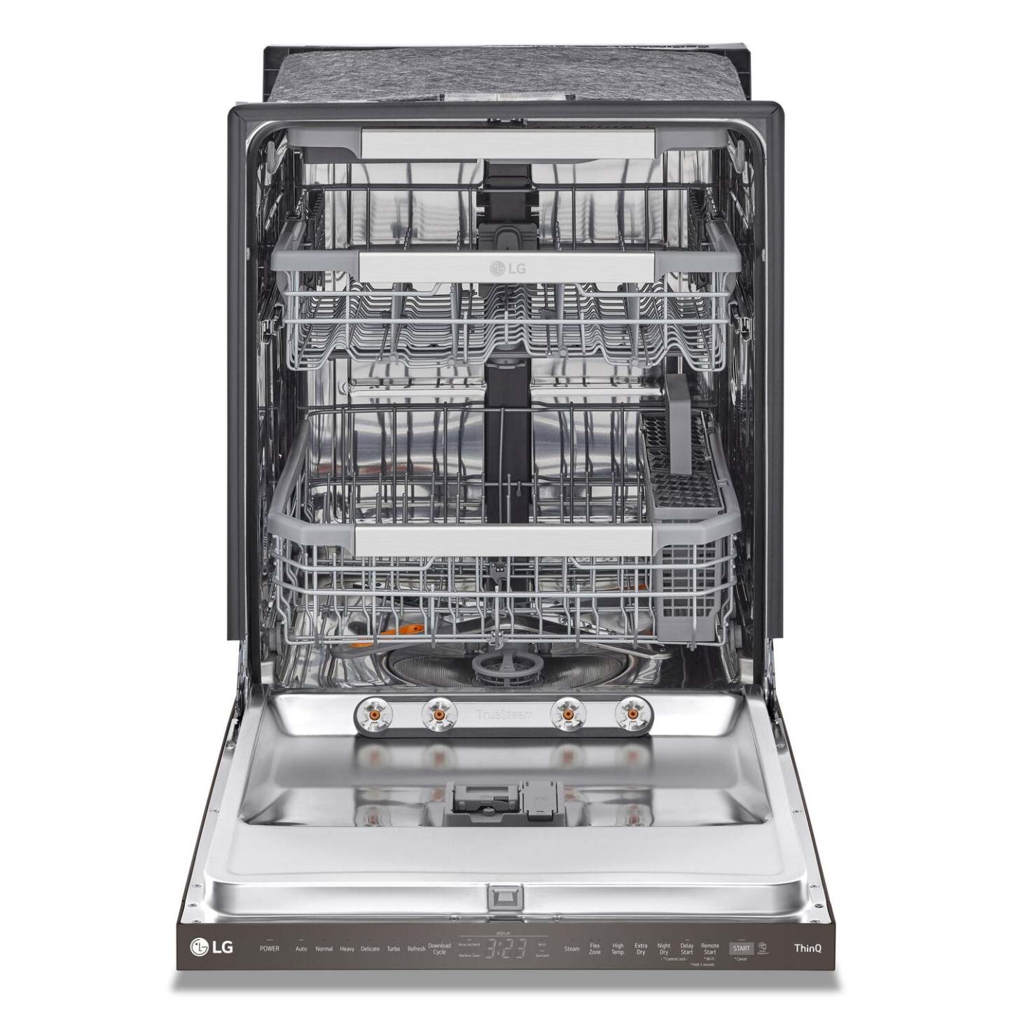 Lave-vaisselle intelligent encastré LG à 44 dBA de 24 po avec commandes sur le dessus et QuadWashMC Pro - Noir inoxydable résistant aux taches…