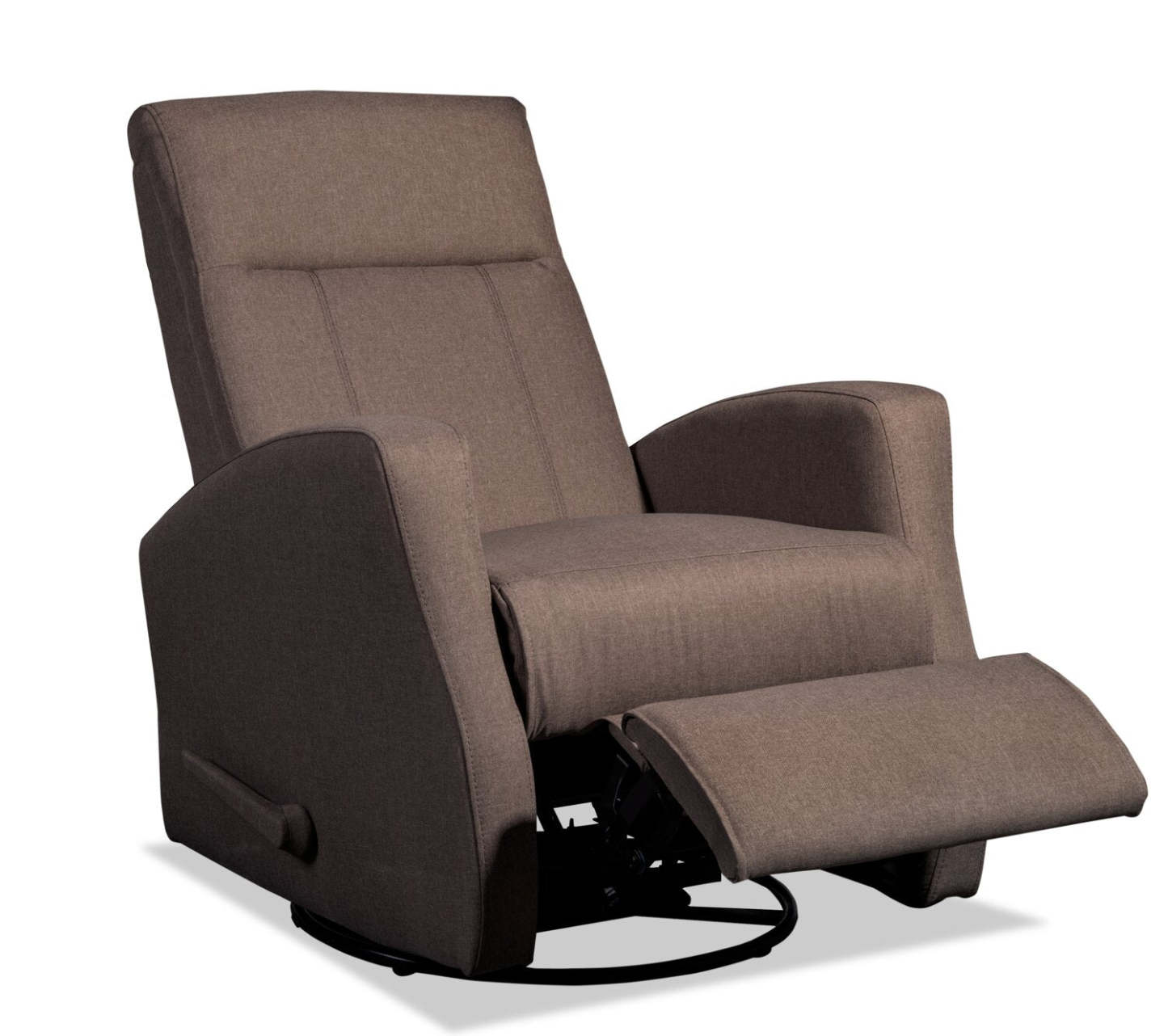 Fauteuil berçant, pivotant et inclinable Nyla de 30 po en tissu d’apparence lin - brun
