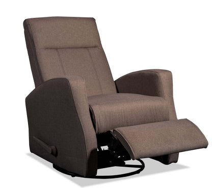 Fauteuil berçant, pivotant et inclinable Nyla de 30 po en tissu d’apparence lin - brun