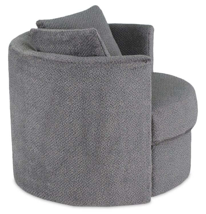 Made in Canada Petite 36 Chenille Fabric Swivel Cuddler Accent Chair - Teddy Nightfall Grey | Fauteuil d’appoint pivotant Cuddler Petite de 36 po fabriqué au Canada en tissu de chenille - gris Teddy Nightfall