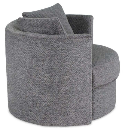 Made in Canada Petite 36 Chenille Fabric Swivel Cuddler Accent Chair - Teddy Nightfall Grey | Fauteuil d’appoint pivotant Cuddler Petite de 36 po fabriqué au Canada en tissu de chenille - gris Teddy Nightfall
