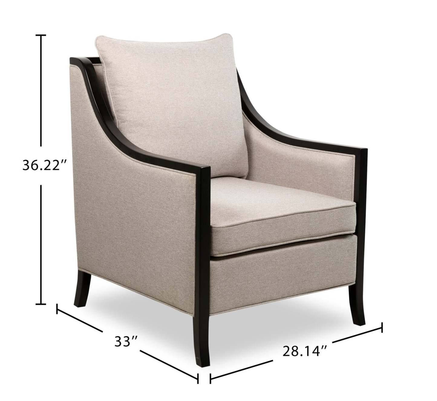 Posh 28.14 Fabric Accent Chair with Removable Back and Seat Cushions and Wood Legs - Beige | Fauteuil d’appoint Posh de 28,14 po en tissu avec coussins de dossier et de siège amovibles et pattes en bois - beige