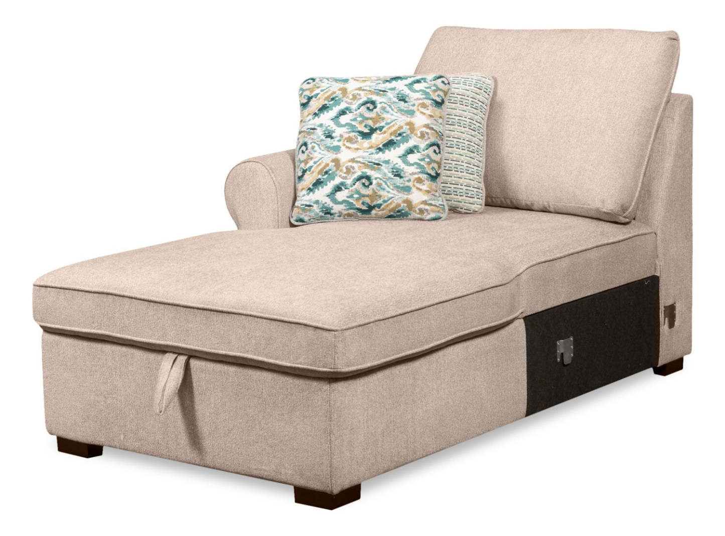Scott Living Haven 3-Piece Right-Facing Chenille Fabric Cuddler Sleeper Sectional with Storage - Taupe | Canapé-lit sectionnel enveloppant de droite Haven de Scott Living 3 pièces en tissu de chenille avec rangement - taupe