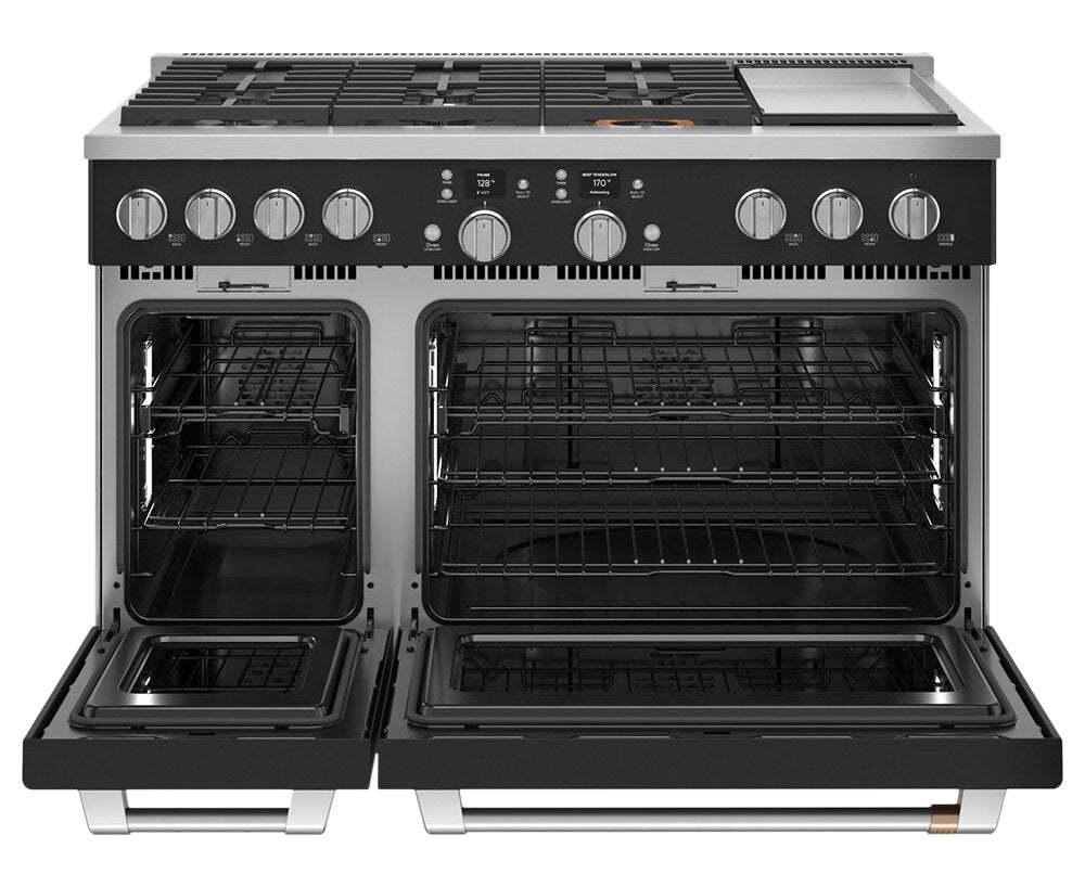 Cuisinière intelligente hybride Café de 8,25 pi³ avec convection européenne véritable et grilles aut… - Noir -…