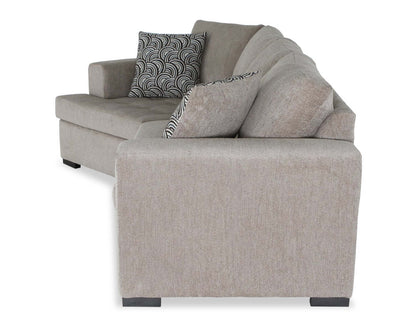 Fabriqué au Canada, canapé-lit sectionnel enveloppant Legend 2 pièces à gauche en tissu de chenille - beige platine