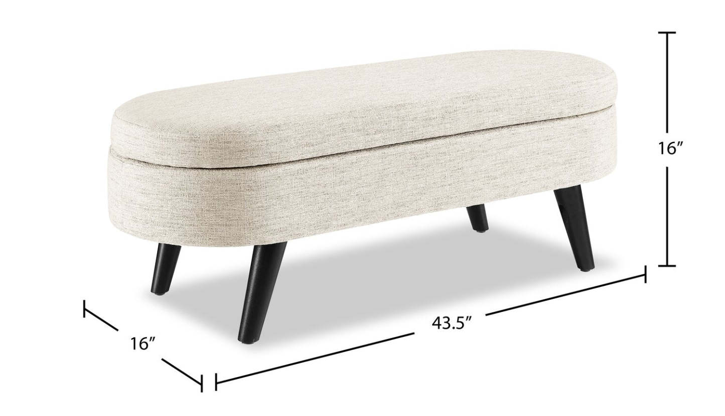 Montreal 43,5 Oval Fabric Storage Ottoman - Blanc|Pouf de rangement ovale Montreal de 43,5 po en tissu - blanc