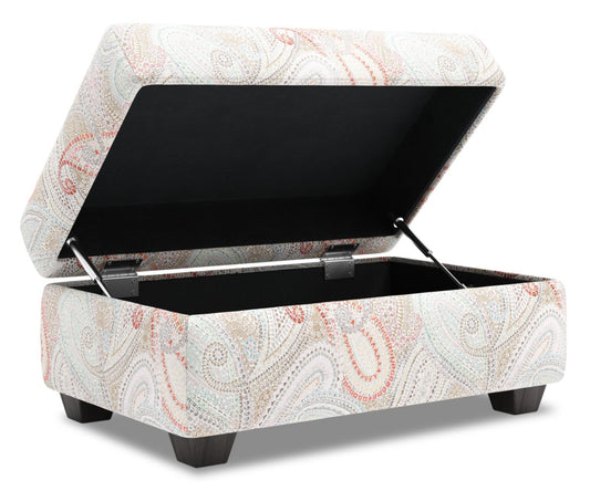 Fabriqué au Canada Pouf de rangement personnalisable Sofa Lab The Trunk 39 en tissu - Eden multicolore | Pouf de rangement The Trunk de Sofa Lab de 39 po fabriqué au Canada en tissu - Eden multicolore | TRUN1834