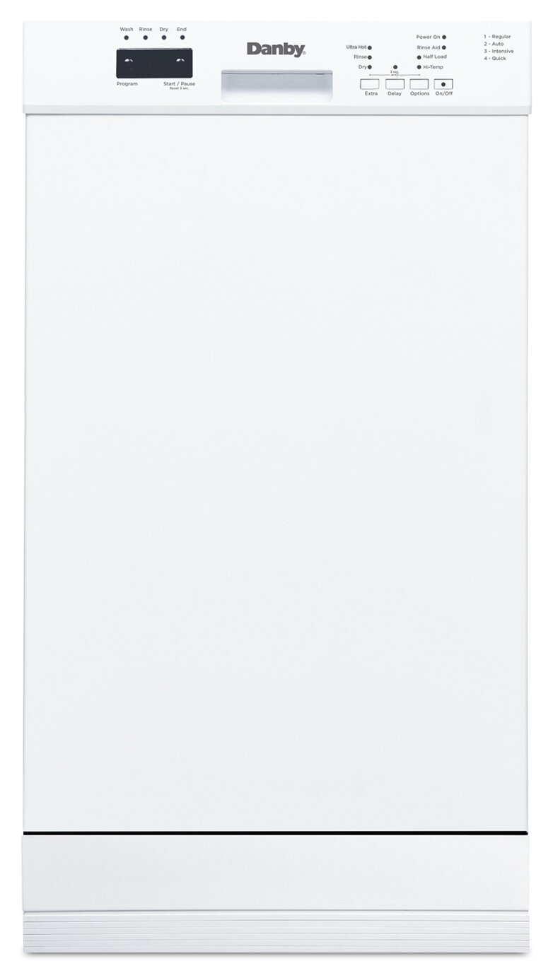 Lave-vaisselle encastrable à commande frontale Danby 18 51 dBA - Blanc - DDW18D1EW | Lave-vaisselle encastré Danby de 18 po et de 51 dBA avec commandes à l'avant - blanc - DDW18D1EW | DDW18D1W
