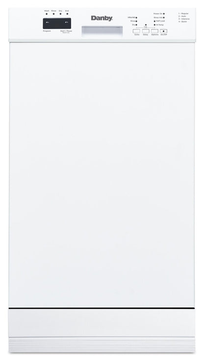 Lave-vaisselle encastrable à commande frontale Danby 18 51 dBA - Blanc - DDW18D1EW | Lave-vaisselle encastré Danby de 18 po et de 51 dBA avec commandes à l'avant - blanc - DDW18D1EW | DDW18D1W