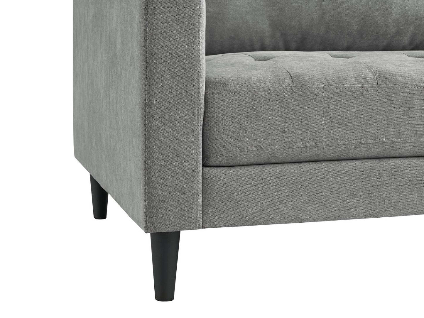 Sofa sectionnel de droite Metro 2 pièces en tissu avec fauteuil long et coussins de siège capitonnés - gris