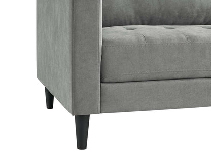 Sofa sectionnel de droite Metro 2 pièces en tissu avec fauteuil long et coussins de siège capitonnés - gris