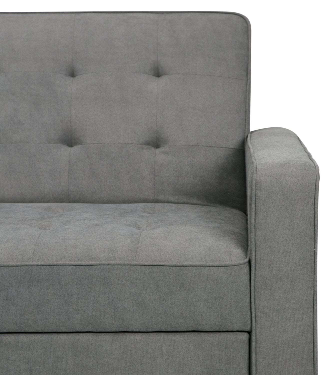Futon Klik Klak en tissu velours Cory 59 avec capitonnage - Gris | Futon Cory de 59 po en tissu de velours avec mécanisme Klik Klak et capitonnage - gris