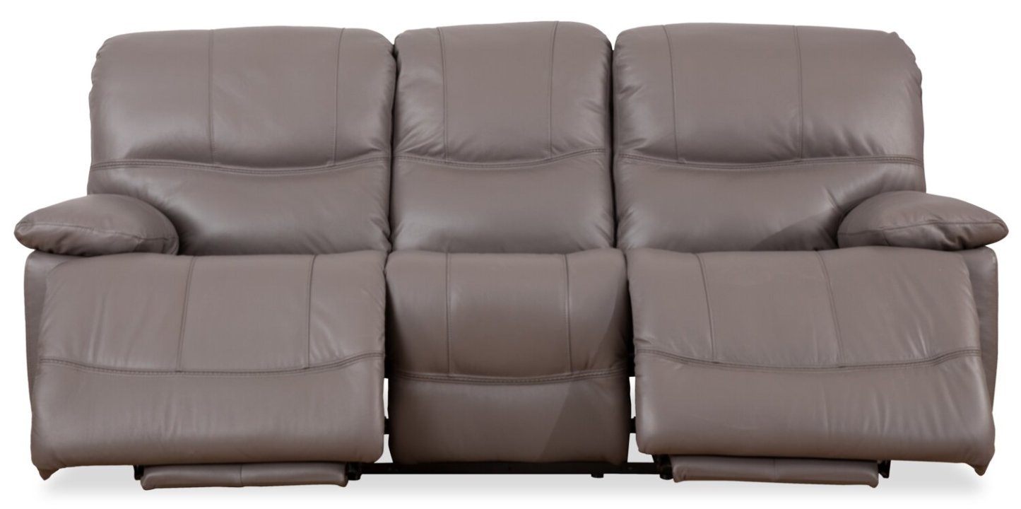 Sofa à inclinaison électrique Franco de 89 po en cuir véritable avec position zéro gravité et ports USB - gris