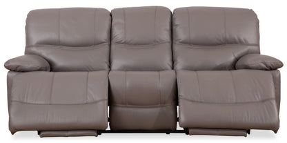 Sofa à inclinaison électrique Franco de 89 po en cuir véritable avec position zéro gravité et ports USB - gris