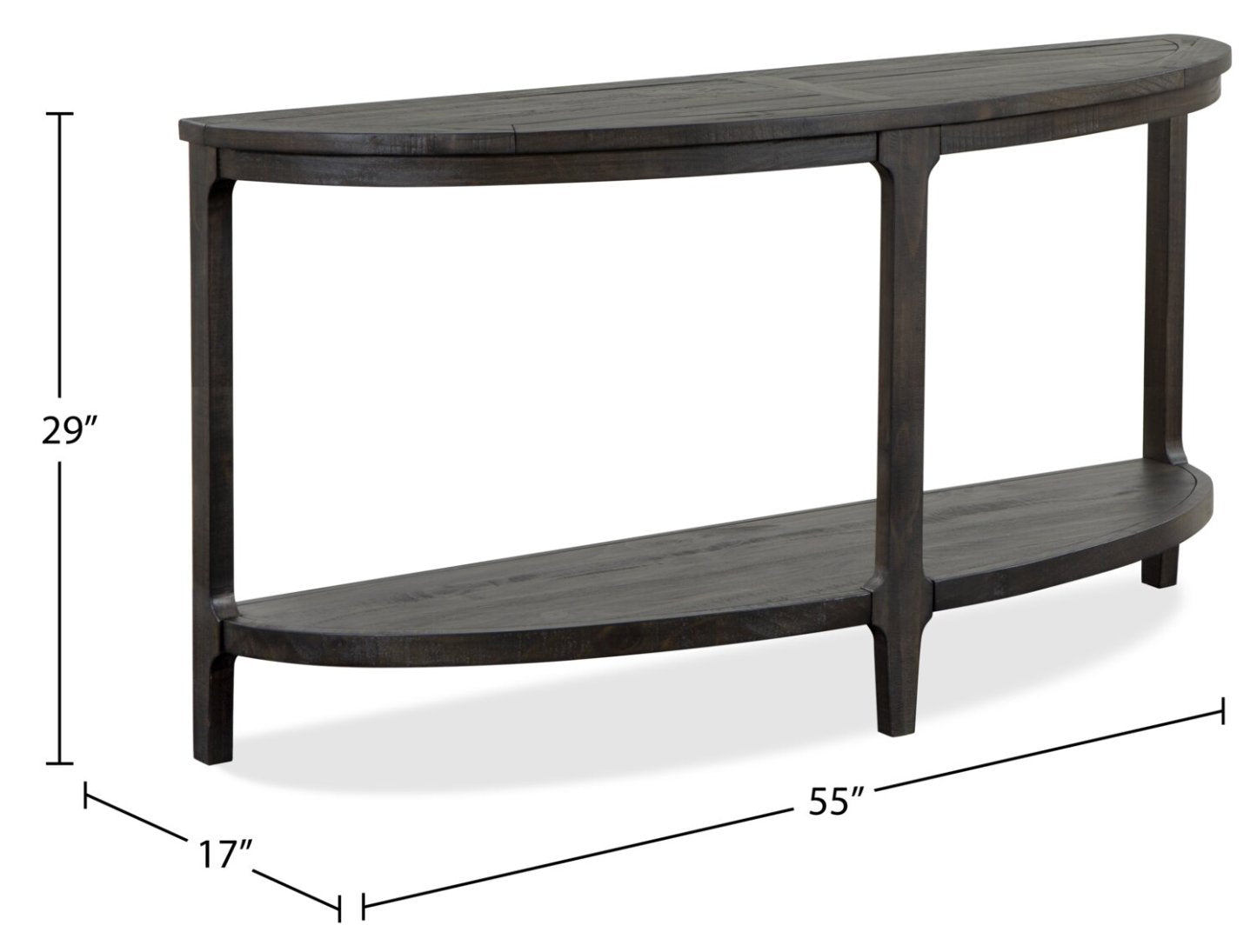 Table de canapé traditionnelle Axl 55 avec étagère - Bois gris-brun foncé|Table de salon traditionnelle Axl de 55 po avec tablette - bois gris-brun foncé