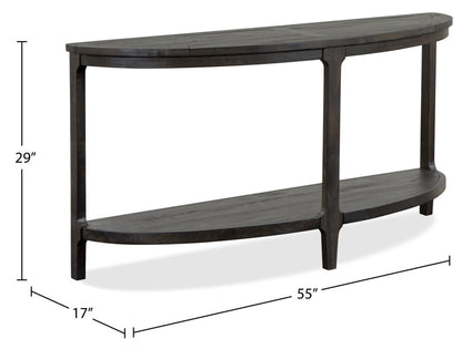Table de canapé traditionnelle Axl 55 avec étagère - Bois gris-brun foncé|Table de salon traditionnelle Axl de 55 po avec tablette - bois gris-brun foncé