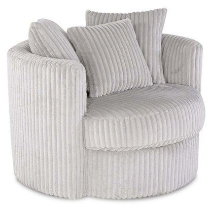 Fauteuil d’appoint pivotant Cuddler Midi de 42 po fabriqué au Canada en tissu de chenille - gris Groove Mist