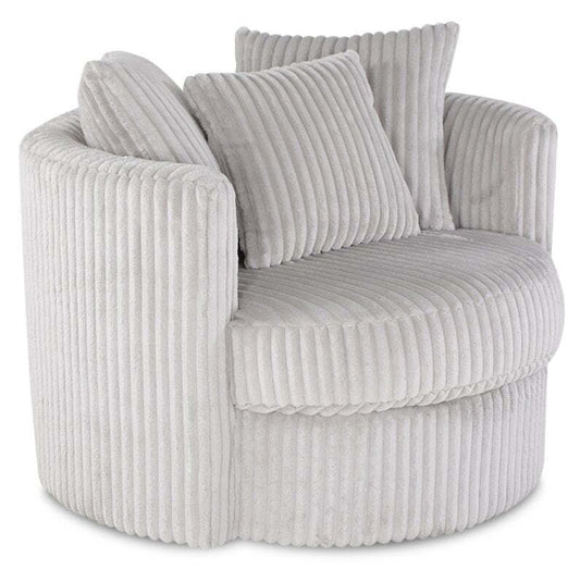 Fauteuil d’appoint pivotant Cuddler Midi de 42 po fabriqué au Canada en tissu de chenille - gris Groove Mist