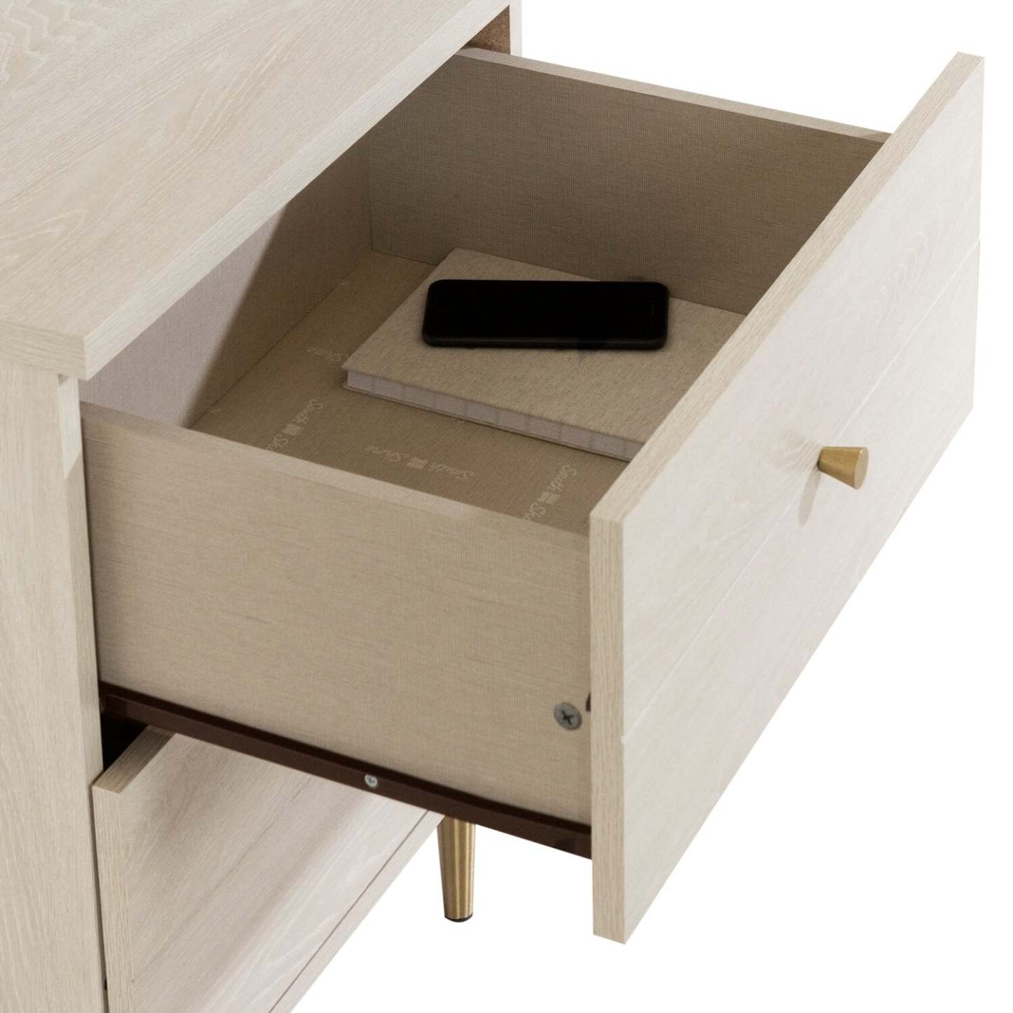 Table de nuit Lake à 2 tiroirs, 19,5 L x 25,5 H, fabriquée au Canada, Glam - Blanc | Table de nuit somptueuse Lake de 19,5 po (L) x 25,5 po (H) à 2 tiroirs, fabriquée au Canada - blanche