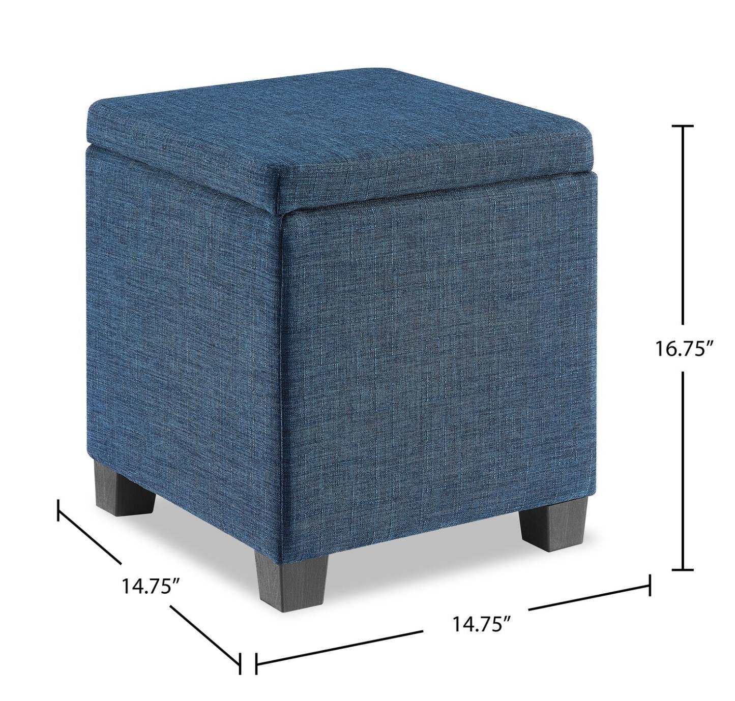 Ottawa 14.75 Square Fabric Storage Ottoman - Navy|Pouf de rangement carré Ottawa de 14,75 po en tissu - bleu marine