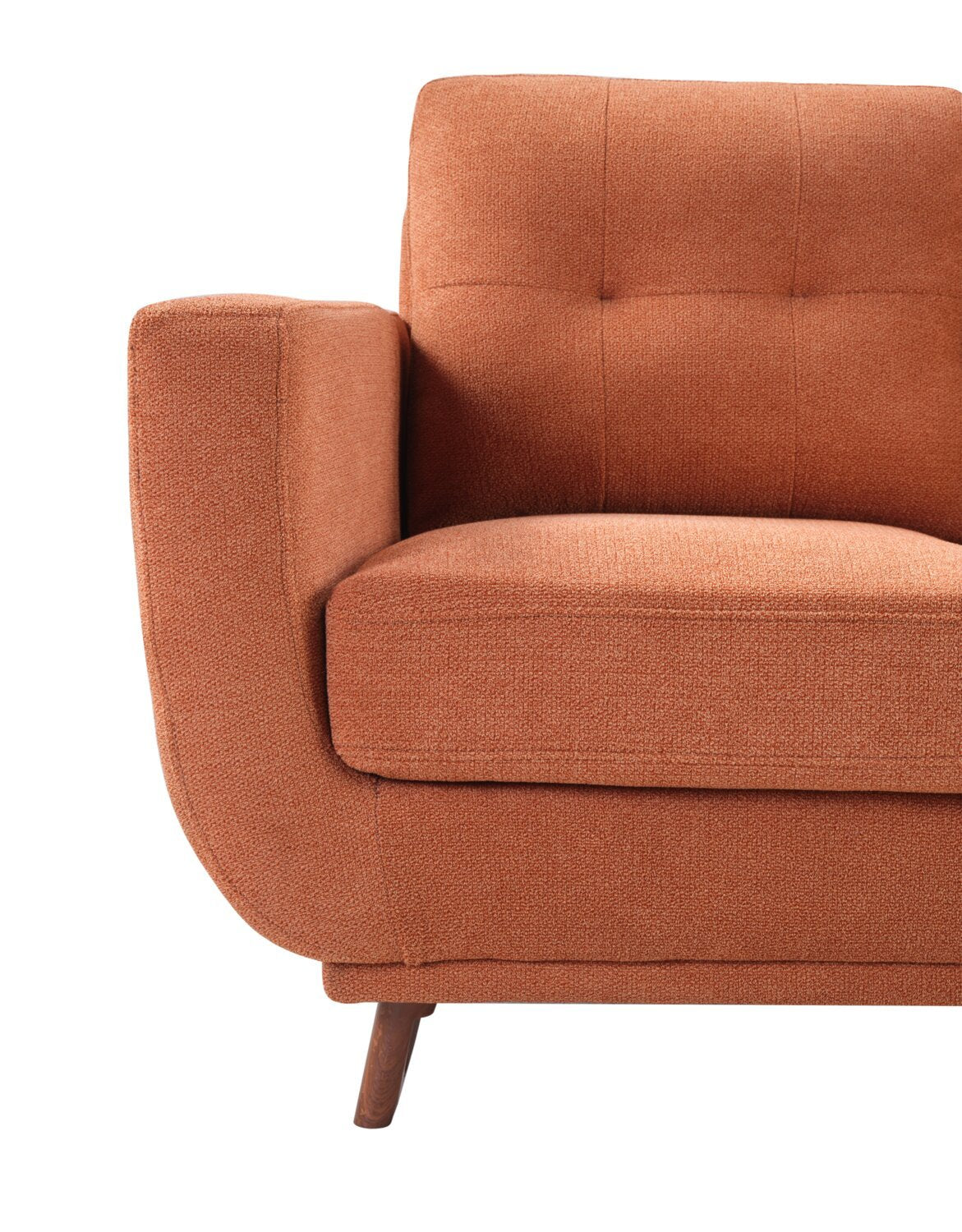 Causeuse en tissu Cosmo 57 avec coussins de dossier capitonnés - Orange | Causeuse Cosmo de 57 po en tissu avec coussins de dossier capitonnés - orange