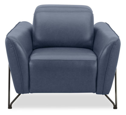Fauteuil à inclinaison électrique Riviera en cuir véritable de qualité supérieure - bleu