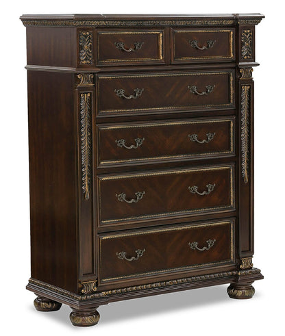 Wynn Bedroom Chest of Drawers, 5-Drawer, 42W x 54.5H - Cherry Brown | Commode verticale Wynn de 42 po (L) x 54,5 po (H) à 5 tiroirs pour la chambre à coucher - brun cerisier