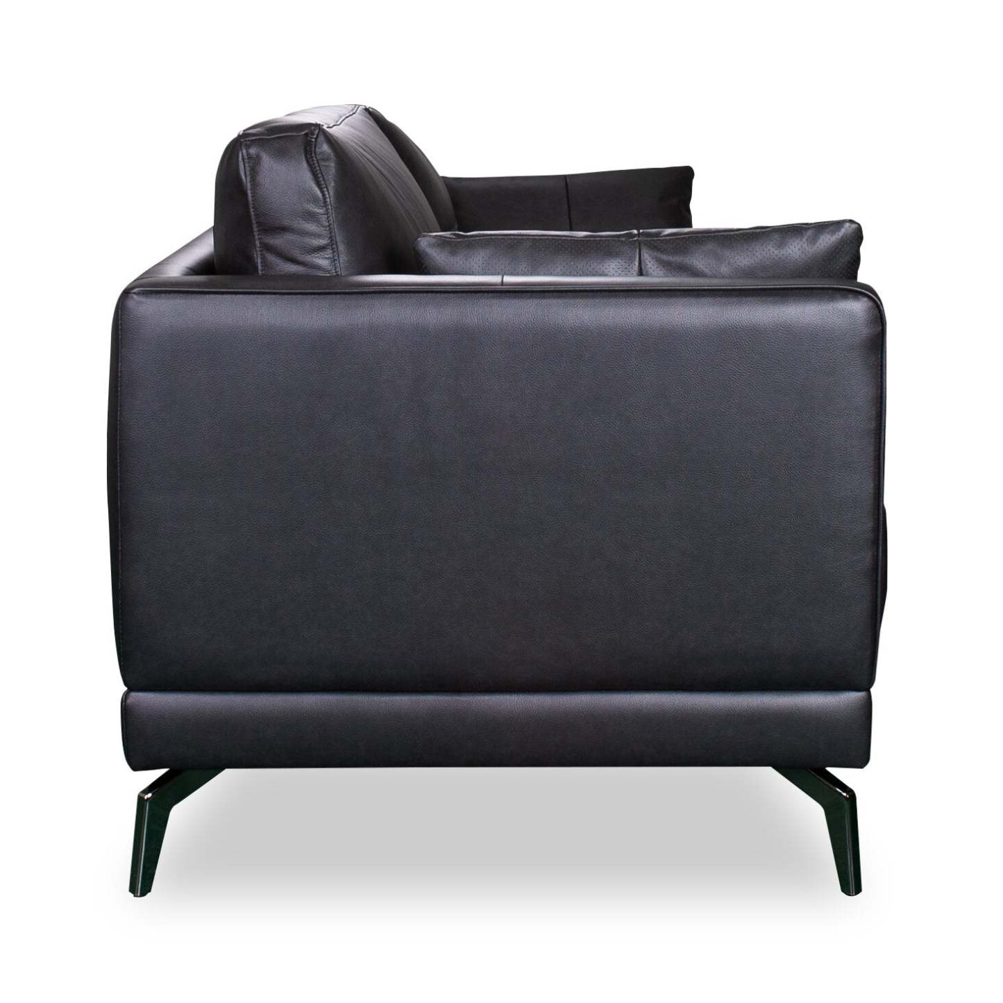 Melrose 84,5 po en cuir véritable de qualité supérieure avec pattes en métal - noir | Sofa Melrose 84.5 en cuir véritable de qualité supérieure avec pattes en métal - noir